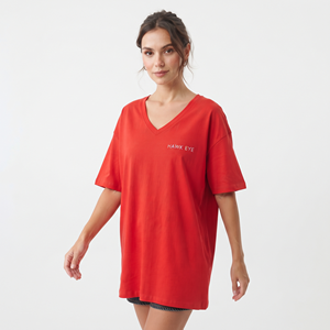 Women's Cotton <b>V</b> <b>Neck</b> <b>Oversized</b> Cropped <b>T</b> <b>Shirt</b> Breathable Loose Casual Fashion Streetwear Ladies Top - Product Image 3