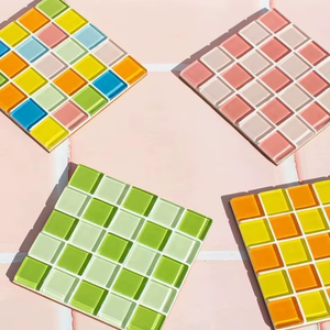 Ensemble de sous-verres en mosaïque faits à la main TCE, vaisselle décorative haut de gamme, sous-verres résistants à la chaleur pour la maison, le bureau, les cadeaux et les fournitures en gros - Product Image 1