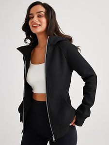 Sudadera con Capucha y Cierre Completo para Mujer, Corte Regular, Color Sólido, Tejido de Algodón y Fibra de Bambú, Ropa de Otoño - Product Image 6