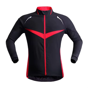 Jersey de Ciclismo para Hombre, Negro y Rojo, Manga Larga, Cortavientos, Transpirable, Chaqueta Deportiva para Exteriores - Product Image 5