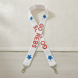 Correa para Bolso Universitario Bordada con Cuentas de Estrellas Blancas, Rojas y Azules Go Rebs, Proveedor Mayorista para Exportación - Product Image 1