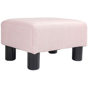 Poggiapiedi Cubo in Tessuto di Lino con Gambe in Plastica per Casa, Ufficio, Appartamento o Hotel - Disponibile in Rosa - Product Image 1