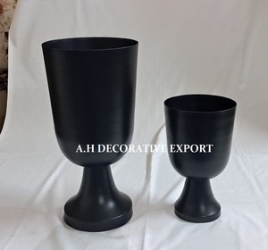 Modern Matte Black Pedestal <b>Vase</b> <b>Set</b> of 2 Nordic Style Chalice Flower Pots Luxury Wedding Centerpiece <b>Vase</b> <b>Set</b> for Home Decor - Product Image 4