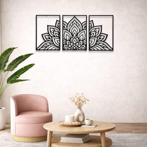 Set of 3 Wooden Mandala Wall Art <b>Panels</b> Laser Cut Floral Wall Hanging Modern Minimalist Living Room Bedroom Office Home <b>Decor</b> - Product Image 3