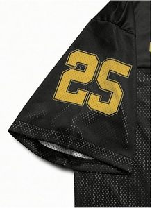 Camiseta Deportiva de Malla Personalizada Genius Negra de Fútbol Americano 25 con Parche de Estrella, Tipo de Tejido 100% Poliéster - Product Image 4