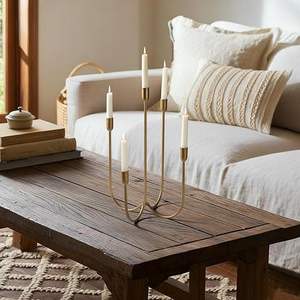 เชิงเทียนเหล็ก 5 แขน ขนาด 17 นิ้ว สีทองเหลืองโบราณ สำหรับงานแต่งงาน - Product Image 2