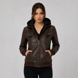MADNI LEATHER INDUSTRY เสื้อแจ็คเก็ตมอเตอร์ไซค์หนังแท้สำหรับผู้หญิง แฟชั่นคลาสสิก หนา กันน้ำ ระบายอากาศได้ดี ถักทอสำหรับฤดูหนาว - Product Image 6