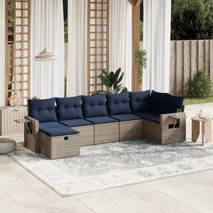 Juego de sofás de patio de ratán sintético gris de 7 piezas con cojines, muebles duraderos para exteriores - Product Image 1