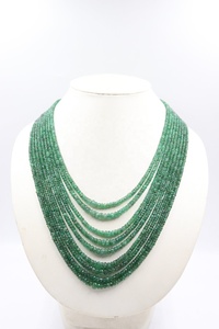 Collar Rondelle facetado de Esmeralda natural de 9 hilos Cuentas de piedra esmeralda de 3-5mm - Product Image 3