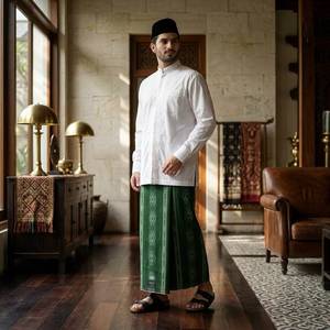 Sarong Clásico Dorado BHS DKA para Adultos, Elegante, Transpirable, de Algodón, Tradicional Musulmán, para Eid, Uso Diario, Talla Única para Hombres - Product Image 3