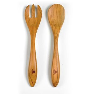 Wholesale Price Natural Wooden Salad Server Set High Quality Eco-Friendly Wooden Spoon long Handle Fork Kitchenware Utensil - Product Image 4
