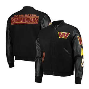 Chaqueta Universitaria Negra Personalizada con Mangas de Cuero, Parche de Chenilla Bordado, Chaqueta Letterman, Fabricante de Marca Privada OEM - Product Image 1