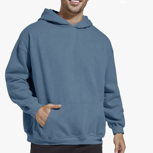 Sweat-shirts à capuche oversize pour hommes 100% coton, épaules tombantes, hiver, 380 grammes, tissu polaire lourd, poche OEM - Product Image 2