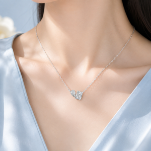 Collar con Colgante Toi Et Moi de Oro de 14K con Diamante Cultivado en Laboratorio, Piedras de Corte Esmeralda en Forma de Pera, Diseño de Cadena de Lujo, Regalo de Compromiso, Boda, Fiesta - Product Image 2