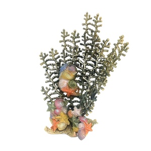 Colored Sea Rock and Shall Design Showpiece for Christmas Decoration / Home Decor Metal Crafts Aluminum Ocean <b>Tree</b> Theme GD1982 - Product Image 1