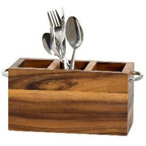Natural Wooden Cutlery Holder Tabletop Decor Cutlery Organizer Caddy Holder for Dining <b>Table</b> Spoons Forks Knives Holders - Product Image 5