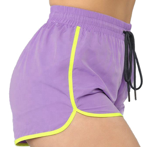 Ensemble de survêtement color block pour femme grande taille, violet et jaune, manches longues, coupe ample sportive, short à taille élastique, col rabattu - Product Image 4