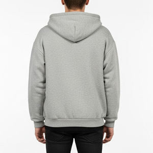Sudadera con Capucha y Cremallera para Hombre, Corte Regular, Color Gris Sólido, 100% Algodón, Tejido French Terry, Ropa de Invierno - Product Image 5