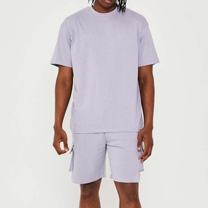 Ensemble deux pièces d'été de haute qualité pour homme, t-shirt et short décontractés en polyester et coton respirant, sans couture - Product Image 4