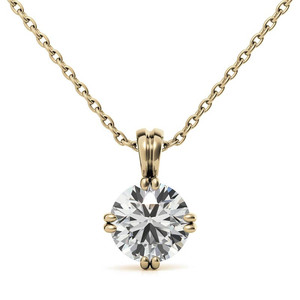 จี้เพชรทรงกลม 14k/18k ทองคำแท้ ประดับเพชรแล็บคุณภาพ D VS1 แบบ 3 กรงเล็บ พร้อมใบรับรอง IGI สำหรับงานแต่งงานหรืองานเลี้ยงสุดหรู - Product Image 1