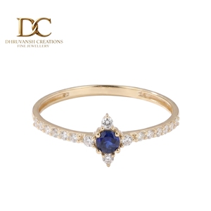 Nuevo Anillo de Lujo de Oro Amarillo Sólido de 14 Quilates con Certificado IGI, con Diamante Cultivado en Laboratorio y Zafiro Azul Real, Joyería para Mujer - Product Image 1
