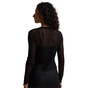 Women Eden Sheer Knit <b>Cardigan</b> <b>Lightweight</b> Button Front Semi Transparent Long Sleeve Summer Layer Top Wear Style Fit Up - Product Image 4