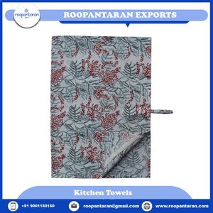 ผ้าเช็ดครัวลายดอกพิมพ์ลายบล็อกสไตล์โบฮีเมียน ขนาด 50x70 ซม. ผ้าเช็ดครัวผ้าฝ้ายรูปทรงสี่เหลี่ยมผืนผ้า ใช้ได้หลากหลาย - Product Image 2
