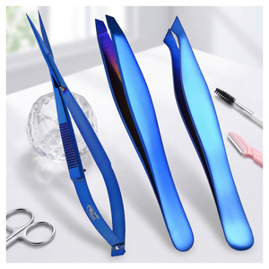 Pinzas de Precisión Inclinadas y Curvas, Pinzas Profesionales de Acero Inoxidable para Cejas, para Dar Forma a las Cejas, Depilación Facial y Cuidado de la Belleza - Product Image 1