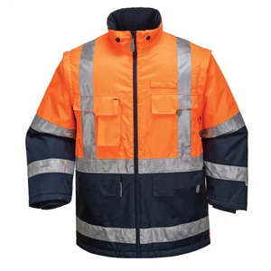 Conjunto de Chaqueta y Pantalón de Trabajo de Alta Visibilidad Reflectante Fluorescente, Uniforme de Seguridad Impermeable Clase 2 con Certificación CE y Luz LED Intermitente - Product Image 4