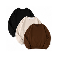 Sweat-shirt à col rond surdimensionné pour homme, noir uni, décontracté, tricoté, polyester/coton écologique, vêtement de printemps, coupe classique