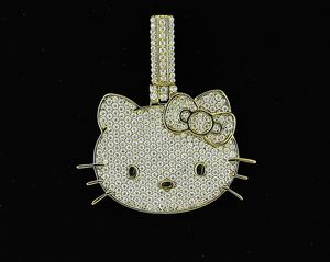 Colgante de plata de ley 925 chapado en oro de 18 quilates con moissanita brillante, engaste de garra, diseño de dibujos animados, estilo hip-hop, temática linda, joyería. - Product Image 5