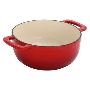Gradient Red 7.5QT Cast Iron Dutch Oven with Two Silicone Gloves Enamel Cooking Pot - Product Image 2