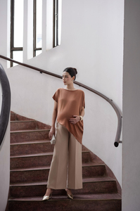 Pantalon de maternité droit pour femme, taille élastique, respirant, ample, décontracté, idéal pour l'été et le bureau - Product Image 4