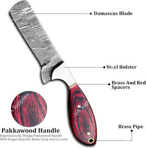 Couteau de boucher professionnel Full Tang en acier Damas avec manche en bois Pakka, idéal pour la chasse, le camping et le style western, support OEM/ODM - Product Image 3