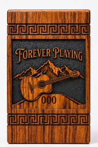 Wooden Urn <b>Memorial</b> Keepsake <b>Box</b> Custom Engraved Ashes Cremation Urn Guitar Mountain Design for Remembrance - Product Image 1