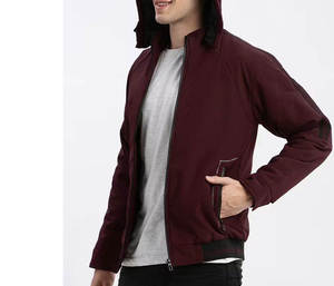 Blouson bomber à capuche pour homme, coupe-vent, couleur unie, fermeture éclair, style décontracté, vêtement d'automne, coupe régulière, matière polyester - Product Image 2