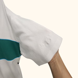 Camiseta Polo de Algodón Blanca para Hombre Levents con Diseño de Bloques de Color Verde, Manga Corta, Informal, Transpirable, Tela Oxford - Product Image 5