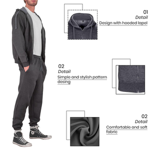Men's Winter Hoodies Sweat Suit 100% Cotton Fleece Heavyweight Tracksuits Pakistan Custom Printing Jogging Hoodie Set Custom - Product Image 3