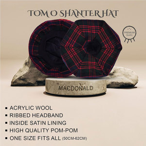 Gorro Escocés Tam o' Shanter con Pompón de Lana, Tartán Macdonald, Venta al Por Mayor - Product Image 2
