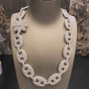 Cadena cubana eslabonada con incrustaciones de moissanita VVS, plata 925, ajustable, oro rosa, unisex, para fiesta, tendencia, superventas, gran oferta, estilo hip hop - Product Image 1