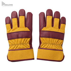 ถุงมือมอเตอร์ไซค์ลาเท็กซ์แบบกำหนดเอง สีเหลืองมัสตาร์ด ด้านหลังทำจากผ้าใบ บุแผ่นรองสีเทาบริเวณฝ่ามือและส้นเท้า สำหรับงานหนัก ใช้งานได้ทั่วไป - Product Image 3