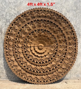 Paneles Redondos de Madera de Teca Grabados de 4 pies para Colgar en la Pared, 100% Hechos a Mano, de Alta Resistencia, Ecológicos, Clásicos de Tailandia - Product Image 1