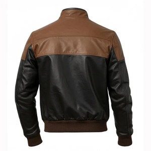 Blouson aviateur en cuir véritable noir et marron pour homme, blouson de pilote vintage, manteau de style aviateur classique, cuir décontracté - Product Image 2
