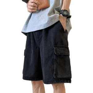 Pantalones Cortos de Mezclilla Holgados para Hombre, Estilo Y2K, Cargo, Rotos, con Cintura Elástica, Shorts de Mezclilla Cómodos, Casuales, Estilo Urbano, para Verano - Product Image 1