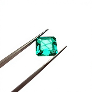 Émeraude Colombienne de laboratoire hydrothermale taille Asscher 10mm certifiée IGI ANAS GEMS, émeraude verte à effet de jeu de couleurs pour bijoux - Product Image 2