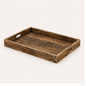 Wholesale Handcrafted <b>Reclaimed</b> Wood Serving Tray With Cut-out Handles Rustic Decorative Ottoman Tray For Coffee Tableware - Product Image 1