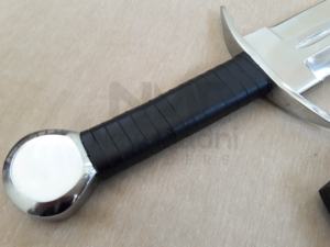 ÉTONNANTE ÉPÉE DE POIGNÉE EN CUIR NOIR MÉDIÉVALE EUROPÉEN EN ACIER À HAUTE TENSION AVEC GAINE EN CUIR NMT-2503 - Product Image 5