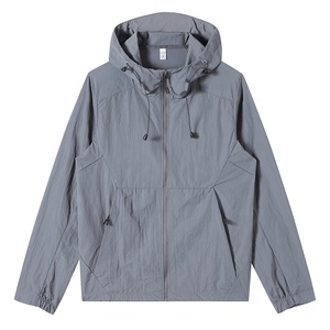 Custom Coated Hooded Windbreaker <b>Jacket</b> <b>Men</b> Women <b>Lightweight</b> Outdoor Sports Waterproof Windproof Durable Front Solid Black - Product Image 5