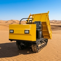 Nouveau Mini Dumper Automatique sur Chenilles Compact pour Terrassement, avec Moteur à Essence de 6,5 CV, Capacité de 1, 2 ou 3 Tonnes, à Benne Basculante Haute