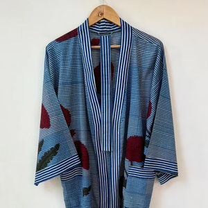 Bata Kimono con Estampado de Dibujos Animados para Mujer, Suave y Transpirable, de Algodón, para Verano, Hecha a Mano, ODM, Cuello en V, Cintura Elástica, Camisón - Product Image 1